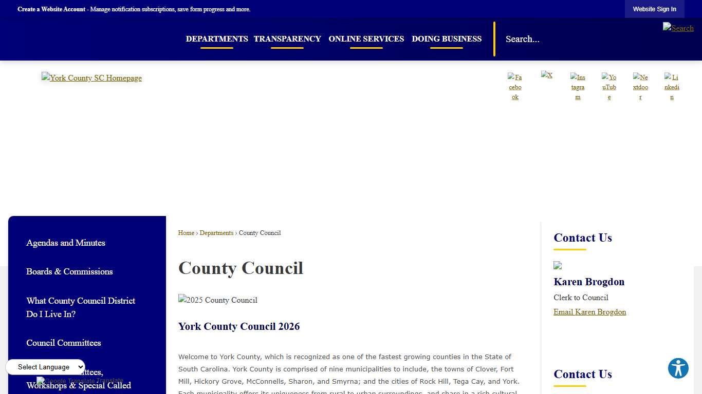 County Council York, SC