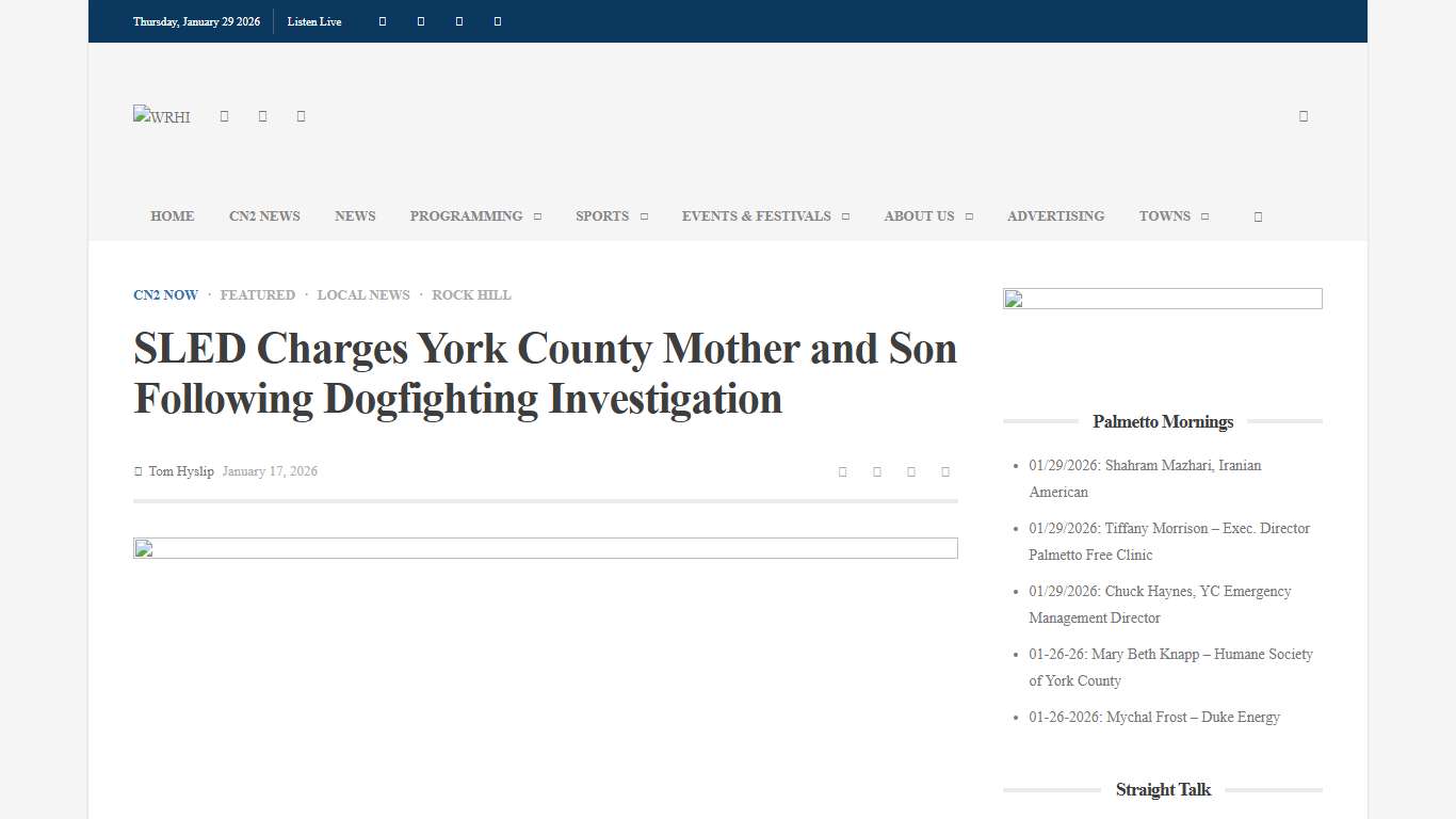SLED Charges York County Mother and Son Following Dogfighting Investigation – WRHI